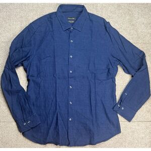 Massimo‎ Dutti Men's Blue Button Up Long Sleeve Dress Shirt Size XXL